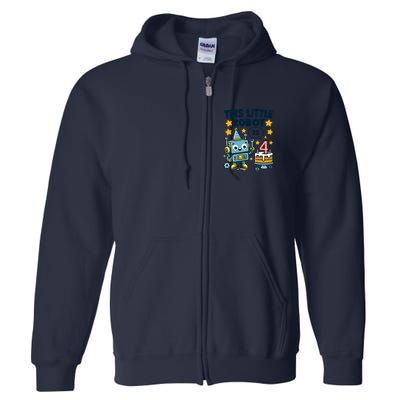 4th Birthday Boy 4 Year Old Robotics Robot 4th Birthday Full Zip Hoodie