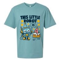 4th Birthday Boy 4 Year Old Robotics Robot 4th Birthday Sueded Cloud Jersey T-Shirt