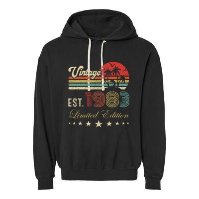 40th Birthday Born 1983 Vintage Limited Edition 40 Birthday Garment-Dyed Fleece Hoodie