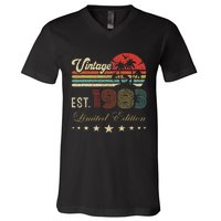 40th Birthday Born 1983 Vintage Limited Edition 40 Birthday V-Neck T-Shirt