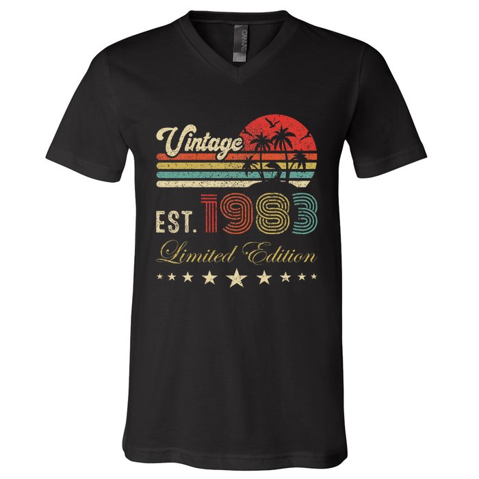 40th Birthday Born 1983 Vintage Limited Edition 40 Birthday V-Neck T-Shirt