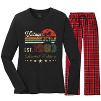 40th Birthday Born 1983 Vintage Limited Edition 40 Birthday Cute Women's Long Sleeve Flannel Pajama Set 