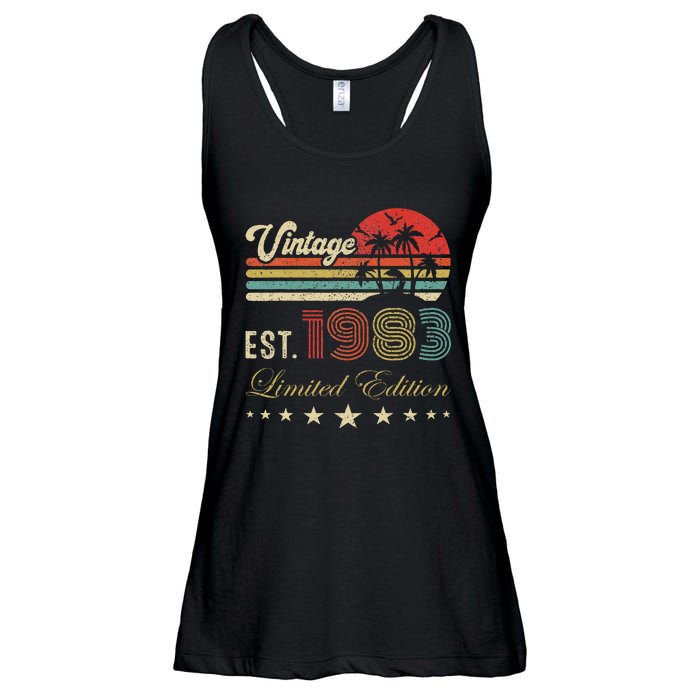 40th Birthday Born 1983 Vintage Limited Edition 40 Birthday Cute Ladies Essential Flowy Tank