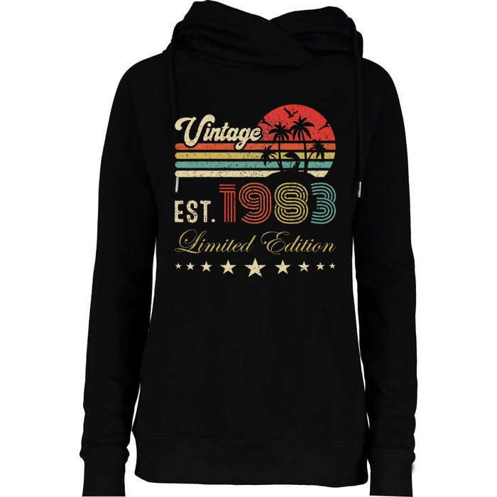 40th Birthday Born 1983 Vintage Limited Edition 40 Birthday Cute Womens Funnel Neck Pullover Hood