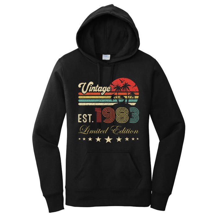 40th Birthday Born 1983 Vintage Limited Edition 40 Birthday Cute Women's Pullover Hoodie