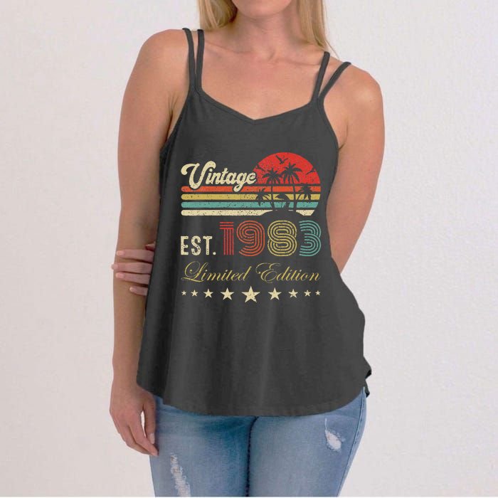 40th Birthday Born 1983 Vintage Limited Edition 40 Birthday Cute Women's Strappy Tank