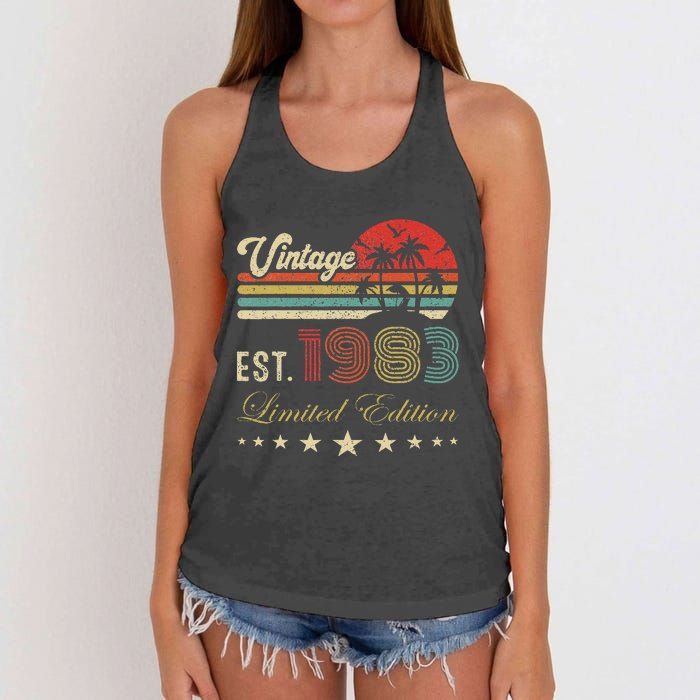 40th Birthday Born 1983 Vintage Limited Edition 40 Birthday Cute Women's Knotted Racerback Tank