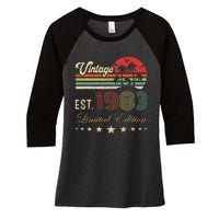 40th Birthday Born 1983 Vintage Limited Edition 40 Birthday Cute Women's Tri-Blend 3/4-Sleeve Raglan Shirt