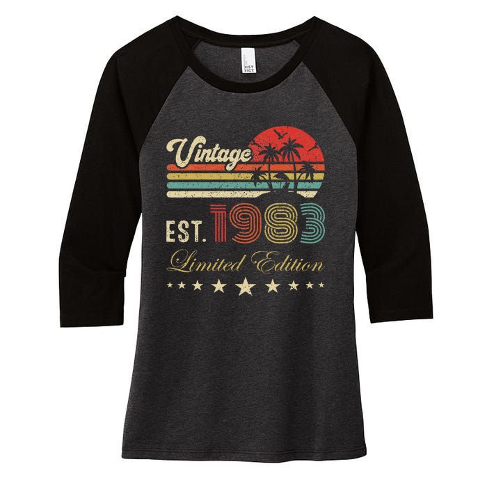 40th Birthday Born 1983 Vintage Limited Edition 40 Birthday Cute Women's Tri-Blend 3/4-Sleeve Raglan Shirt