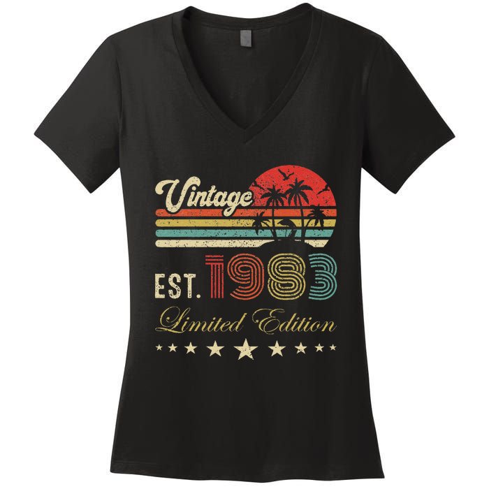 40th Birthday Born 1983 Vintage Limited Edition 40 Birthday Cute Women's V-Neck T-Shirt