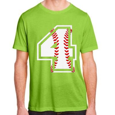 4th Birthday Baseball Big Number Four 4 Year Old Cute Gift Adult ChromaSoft Performance T-Shirt