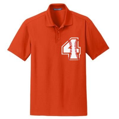 4th Birthday Baseball Big Number Four 4 Year Old Cute Gift Dry Zone Grid Polo