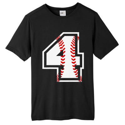 4th Birthday Baseball Big Number Four 4 Year Old Cute Gift Tall Fusion ChromaSoft Performance T-Shirt