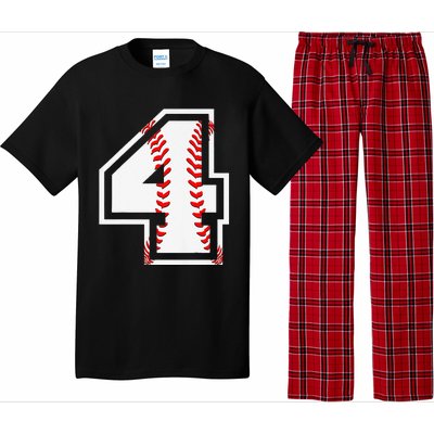 4th Birthday Baseball Big Number Four 4 Year Old Cute Gift Pajama Set