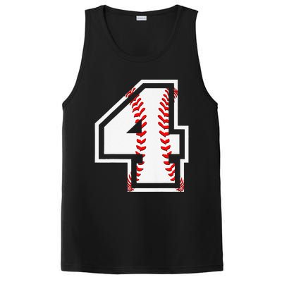 4th Birthday Baseball Big Number Four 4 Year Old Cute Gift PosiCharge Competitor Tank