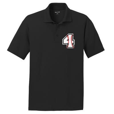 4th Birthday Baseball Big Number Four 4 Year Old Cute Gift PosiCharge RacerMesh Polo