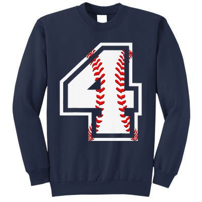 4th Birthday Baseball Big Number Four 4 Year Old Cute Gift Sweatshirt