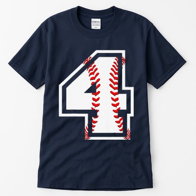 4th Birthday Baseball Big Number Four 4 Year Old Cute Gift Tall T-Shirt