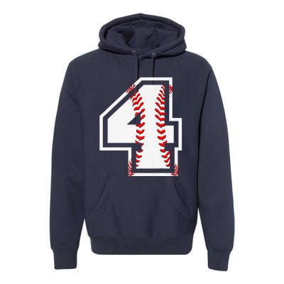 4th Birthday Baseball Big Number Four 4 Year Old Cute Gift Premium Hoodie