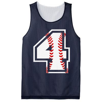 4th Birthday Baseball Big Number Four 4 Year Old Cute Gift Mesh Reversible Basketball Jersey Tank