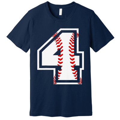 4th Birthday Baseball Big Number Four 4 Year Old Cute Gift Premium T-Shirt