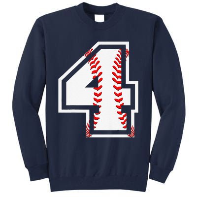 4th Birthday Baseball Big Number Four 4 Year Old Cute Gift Tall Sweatshirt