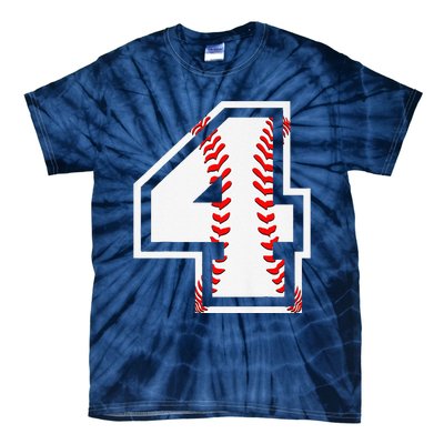 4th Birthday Baseball Big Number Four 4 Year Old Cute Gift Tie-Dye T-Shirt