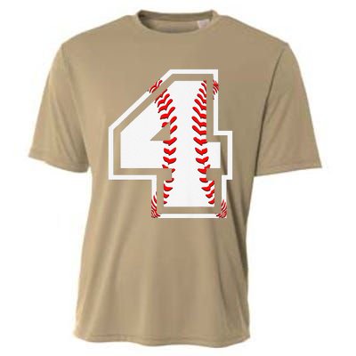 4th Birthday Baseball Big Number Four 4 Year Old Cute Gift Cooling Performance Crew T-Shirt