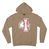 4th Birthday Baseball Big Number Four 4 Year Old Cute Gift Hoodie