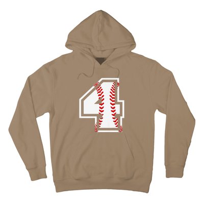 4th Birthday Baseball Big Number Four 4 Year Old Cute Gift Hoodie