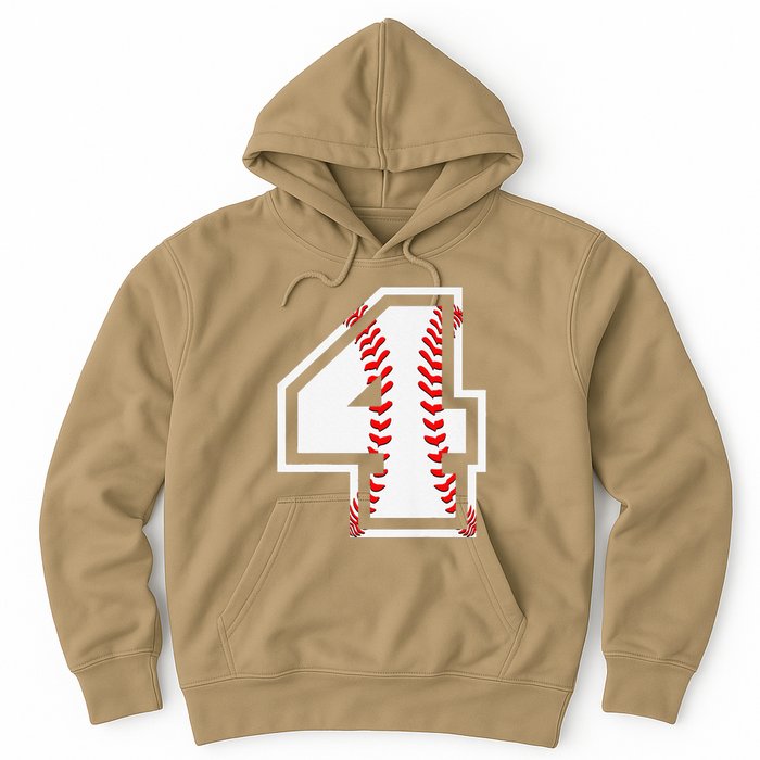 4th Birthday Baseball Big Number Four 4 Year Old Cute Gift Hoodie