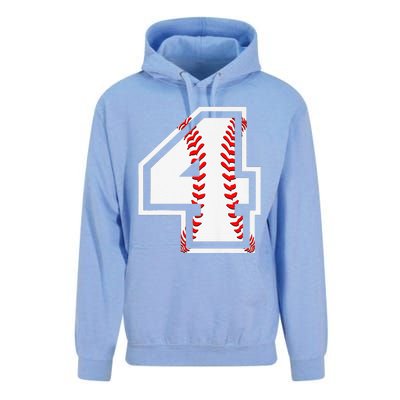 4th Birthday Baseball Big Number Four 4 Year Old Cute Gift Unisex Surf Hoodie