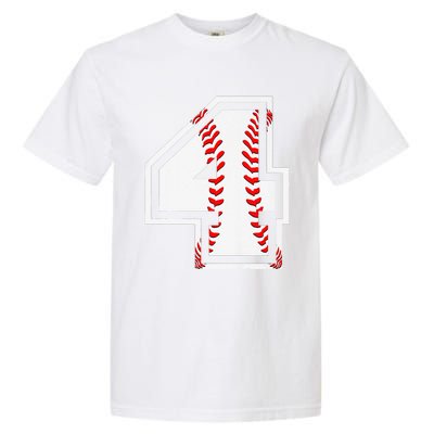 4th Birthday Baseball Big Number Four 4 Year Old Cute Gift Garment-Dyed Heavyweight T-Shirt