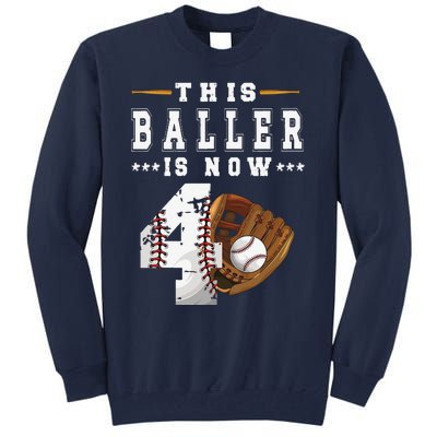 4th Birthday Baseball Big Number Four 4 Year Old Cute Tall Sweatshirt