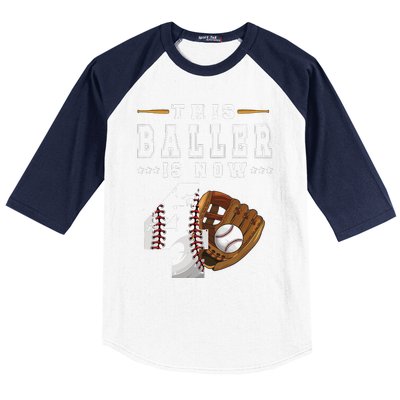 4th Birthday Baseball Big Number Four 4 Year Old Cute Baseball Sleeve Shirt