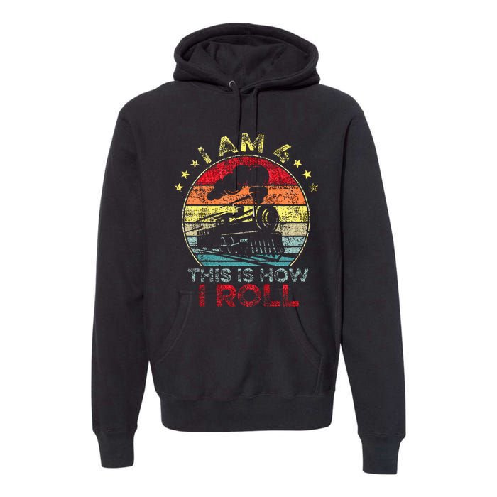 4th Birthday Boy Train 4 Year Old Birthday Premium Hoodie