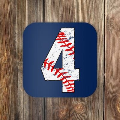 4th Birthday Baseball Big Number Four 4 Year Old Funny Gift Coaster