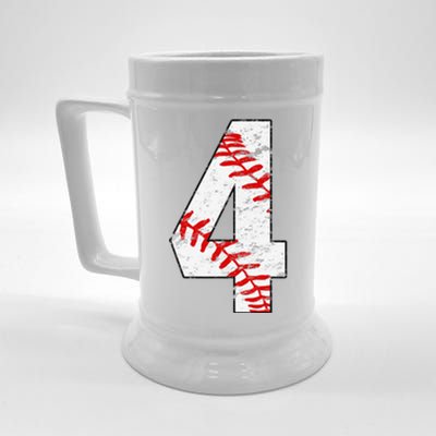 4th Birthday Baseball Big Number Four 4 Year Old Funny Gift Beer Stein