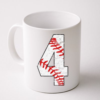 4th Birthday Baseball Big Number Four 4 Year Old Funny Gift Coffee Mug