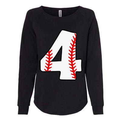 4th Birthday Baseball Big Number Four 4 Year Old Funny Womens California Wash Sweatshirt