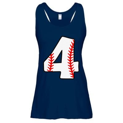 4th Birthday Baseball Big Number Four 4 Year Old Funny Ladies Essential Flowy Tank