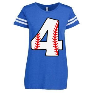 4th Birthday Baseball Big Number Four 4 Year Old Funny Enza Ladies Jersey Football T-Shirt