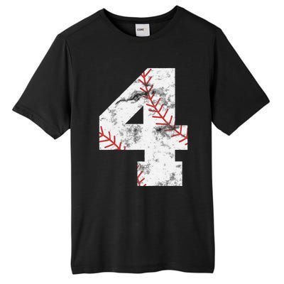 4th Birthday Baseball Big Number Four 4 Year Old Gift Tall Fusion ChromaSoft Performance T-Shirt