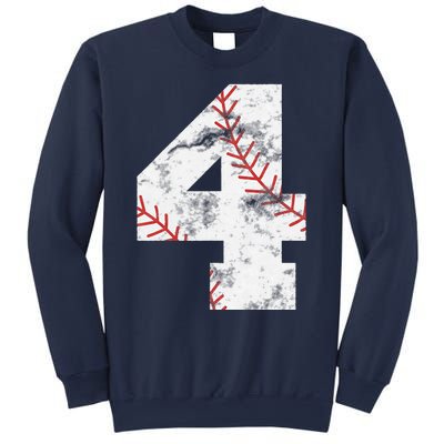 4th Birthday Baseball Big Number Four 4 Year Old Gift Sweatshirt