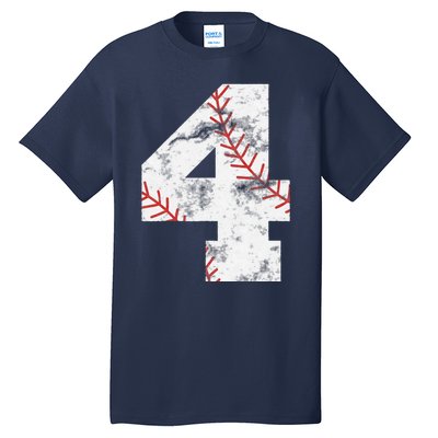 4th Birthday Baseball Big Number Four 4 Year Old Gift Tall T-Shirt