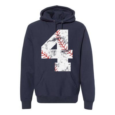 4th Birthday Baseball Big Number Four 4 Year Old Gift Premium Hoodie