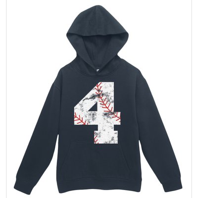 4th Birthday Baseball Big Number Four 4 Year Old Gift Urban Pullover Hoodie