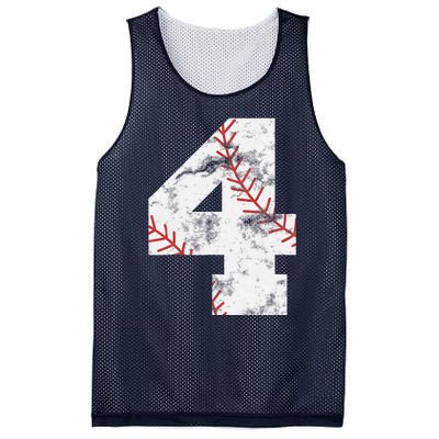 4th Birthday Baseball Big Number Four 4 Year Old Gift Mesh Reversible Basketball Jersey Tank