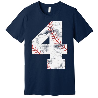 4th Birthday Baseball Big Number Four 4 Year Old Gift Premium T-Shirt