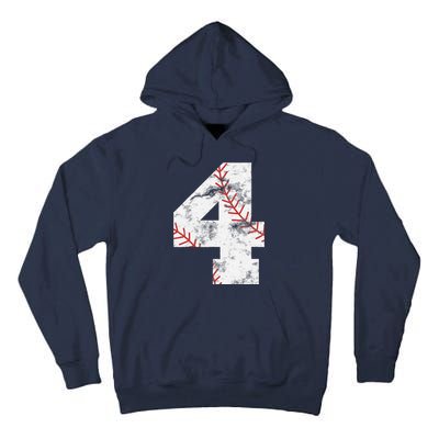 4th Birthday Baseball Big Number Four 4 Year Old Gift Tall Hoodie